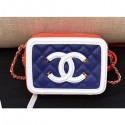 Cheap Imitation Chanel CC Filigree Grained Vanity Case Shoulder Mini Bag Blue/White/Orange 2019 AQ01562