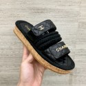 Cheap Imitation Chanel Flat Cord Slide Sandals G34603 Black/Gold 2019 Collection AQ01115