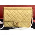 Cheap Imitation Chanel Lambskin with Imitation Pearls Small Flap Bag AS0582 Yellow 2019 AQ02241