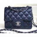 Cheap Knockoff Chanel Lambskin Mini Classic Flap Bag A1115 Navy Blue AQ00664