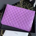 Cheap Replica Chanel Quilted Patent Leather Large Pouch Purple 2020 Collection AQ02075