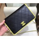 Copy AAA Chanel Lambskin Wallet On Chain WOC Bag AP0059 Black 2019 AQ01978