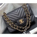 Copy Best Chanel Original Quality Small Classic Flap Bag 1116 in Caviar Leather Chevron Black with Gold Hardware AQ02341