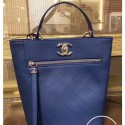 Copy Chanel Calfskin Front Zip Large Bucket Bag AS0578 Blue 2019 AQ01425