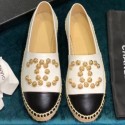 Copy Chanel Camellia CC Logo Espadrilles White AQ01872