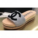 Copy Chanel CC Logo Mules Slipper Sandals Gray Runway 2020 AQ03968