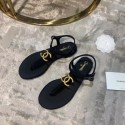 Copy Chanel CC Logo Thong Sandals Black 2020 AQ01686