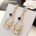 Copy Chanel CC Pendant Earrings AB1058 Gold/Pearly White/Blue/Green 2019 Collection AQ00729