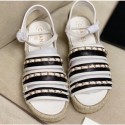 Copy Chanel Chain Lambskin Espadrilles Sandals White/Black 2020 AQ03873