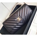 Copy Chanel Chevron Trendy CC Wallet On Chain Flap Bag Black 2018 AQ01881