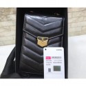 Copy Chanel Chevron Vintage Logo Calfskin Clutch with Chain Phone Bag A81226 Black 2018 AQ01732