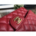 Copy Chanel Classic Flap Medium Bag 1112 red in caviar Leather with gold Hardware AQ01908