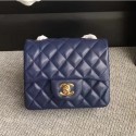 Copy Chanel Classic Flap Mini Bag A1115 in Lambskin Leather Sapphire with Golden Hardware AQ03912