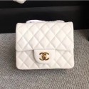 Copy Chanel Classic Flap Mini Bag A1115 in Lambskin Leather White with Golden Hardware AQ01155