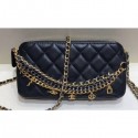 Copy Chanel Lambskin All About Chains Clutch With Chain Bag Black 2019 AQ00886