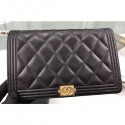 Copy Chanel Lambskin Boy Wallet On Chain WOC Bag A80387 Black/Gold AQ01087