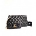 Copy Chanel Lambskin with Imitation Pearls Side Pack Bag AS0614 Black 2019 AQ03646