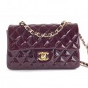 Copy Chanel Patent Leather Small Classic Flap Bag A1116 Burgundy/Gold AQ02954