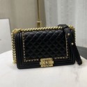 Copy Chanel Quilted Calfskin Chain Medium Boy Flap Bag A67086 Black 2019 Collection AQ01635