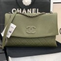 Copy Chanel Quilted Calfskin Triple Flap Bag A8095# Green 2020 Collection AQ04164