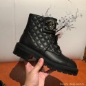 Copy Chanel Quilted Lambskin Chain CC Lace-ups Short Boots G36424 Black 2020 Collection AQ01128