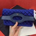 Copy Chanel Quilted Velvet 31 Clutch A70521 Blue 2019 Collection AQ04004