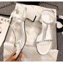 Copy Chanel Satin & Strass Sandals G36122 White 2020 Collection AQ00956