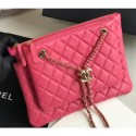 Copy Chanel Shiny Lambskin Double Clutch with Chain Bag AP1073 Dark Pink 2020 AQ02996