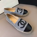 Copy Chanel Striped Canvas Flat Espadrilles G29762 Black 2020 Collection AQ00930