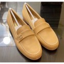 Copy Chanel Top Quality Pearl Around Lambskin Loafers G35797 Beige 2020 AQ00516