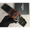 Copy Chanel Width 5.3cm Patent Leather Belt Black with Resin CC Logo AQ03917