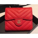 Copy Hot Chanel Chevron Small Flap Wallet Red 2018 AQ00860