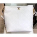 Copy Hot Chanel Quilted Calfskin with Two-Tone Hardware Hobo Bag AS0414 White 2019 AQ02191