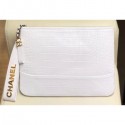 Copy Luxury Chanel Crocodile Embossed Calfskin Gabrielle Pouch Clutch Small Bag A84287 White 2019 AQ02795