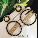 Designer Chanel Band Large Ring Earrings AB0089 Black/Gold 2018 AQ02925