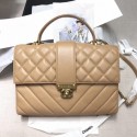 Designer Chanel Quilted and Chevron Calfskin Large Flap Bag with Top Handle AS0712 Beige 2019 Collection AQ01126