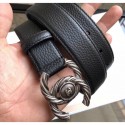 Designer Chanel Width 3cm Grainy Leather Belt with Silver CC Buckle Black 2020 Collection Belt AQ02568