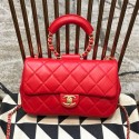 Designer Copy Chanel Quilted Lambskin Medium Flap Bag with Ring Top Handle AS1358 Red 2020 Collection AQ02644