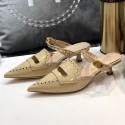 Dior Boy-D Perforated Calfskin CD Mules 40mm Heel Nude 2020 Collection AQ02896