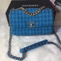 Fake Chanel 19 Houndstooth Tweed Small Flap Bag AS1160 Blue 2019 Collection AQ03504