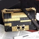 Fake Chanel Calfskin Small Boy Flap Bag A67085 Gold/Black 2019 Collection AQ00878