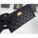 Fake Chanel Caviar Leather Boy Pouch Clutch Bag A84478 Black AQ01483