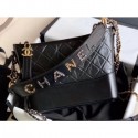 Fake Chanel Chain Logo Handle Gabrielle Medium Hobo Bag AS1582 Black 2020 AQ01565