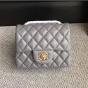 Fake Chanel Classic Flap Mini Bag A1115 in Lambskin Leather Grey with Golden Hardware AQ02340