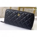 Fake Chanel Classic Long Zipped Wallet 31507 Lambskin Black/Gold AQ02851