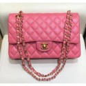 Fake Chanel Grained Caflskin Medium Classic Flap Bag A01112 Pink With Gold Hardware AQ01819