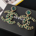 Fake Chanel Green Resin Stones CC Short Clip-on Earrings AB1804 2019 Collection AQ00563