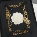 Fake Chanel Heart Chain Leather Long Necklace AB2582 Black/Gold/White 2019 Collection AQ04356