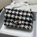 Fake Chanel Houndstooth Tweed Small Flap Bag Black/White 2019 Collection AQ03969