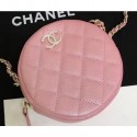 Fake Chanel Iridescent Pearl Caviar Classic Round Clutch with Chain Bag AP0366 Pink 2019 AQ02800